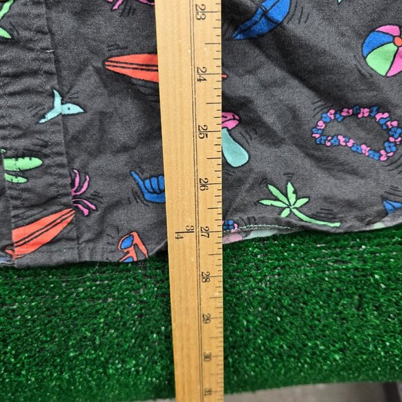 American Eagle Shirt Mens Large Black‎ Button Up Classic Hawaiian Tropical AOP - Picture 5 of 7